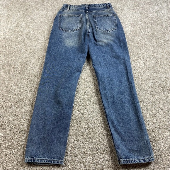 Nasty Gal Womens High Rise Destroyed Mom Jeans US 4 Medium Wash Distressed - Picture 8 of 9